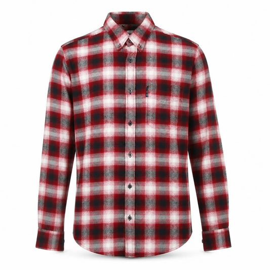 Ben Sherman Men's Red Check Long Sleeve Button-Up Shirt Size M