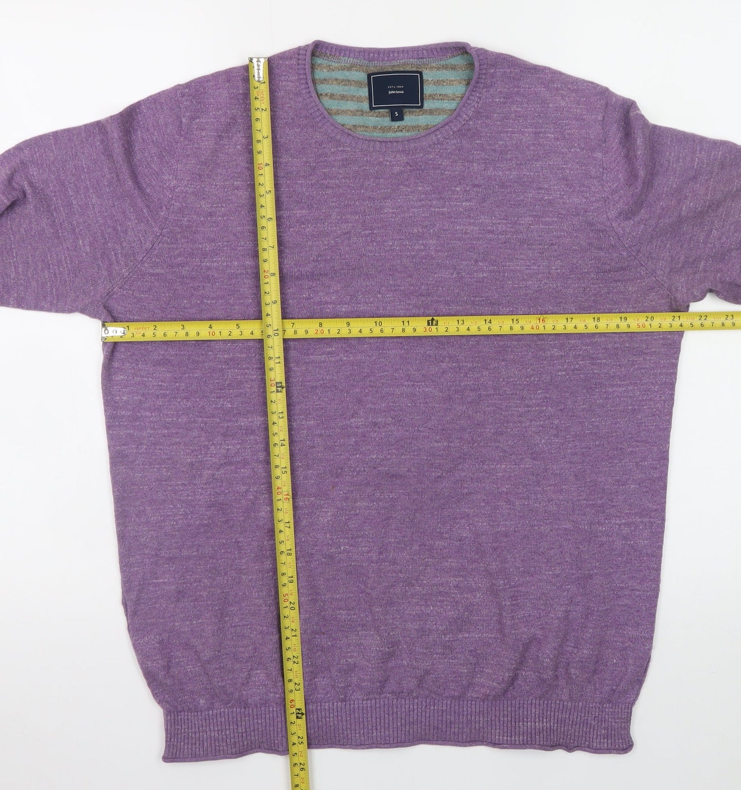 John Lewis Men's Purple Cotton Crew Neck Jumper Size S