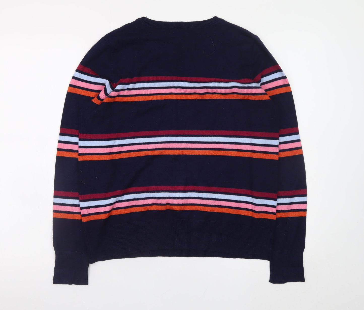M&Co Women’s Navy Striped Crew Neck Jumper Size 14
