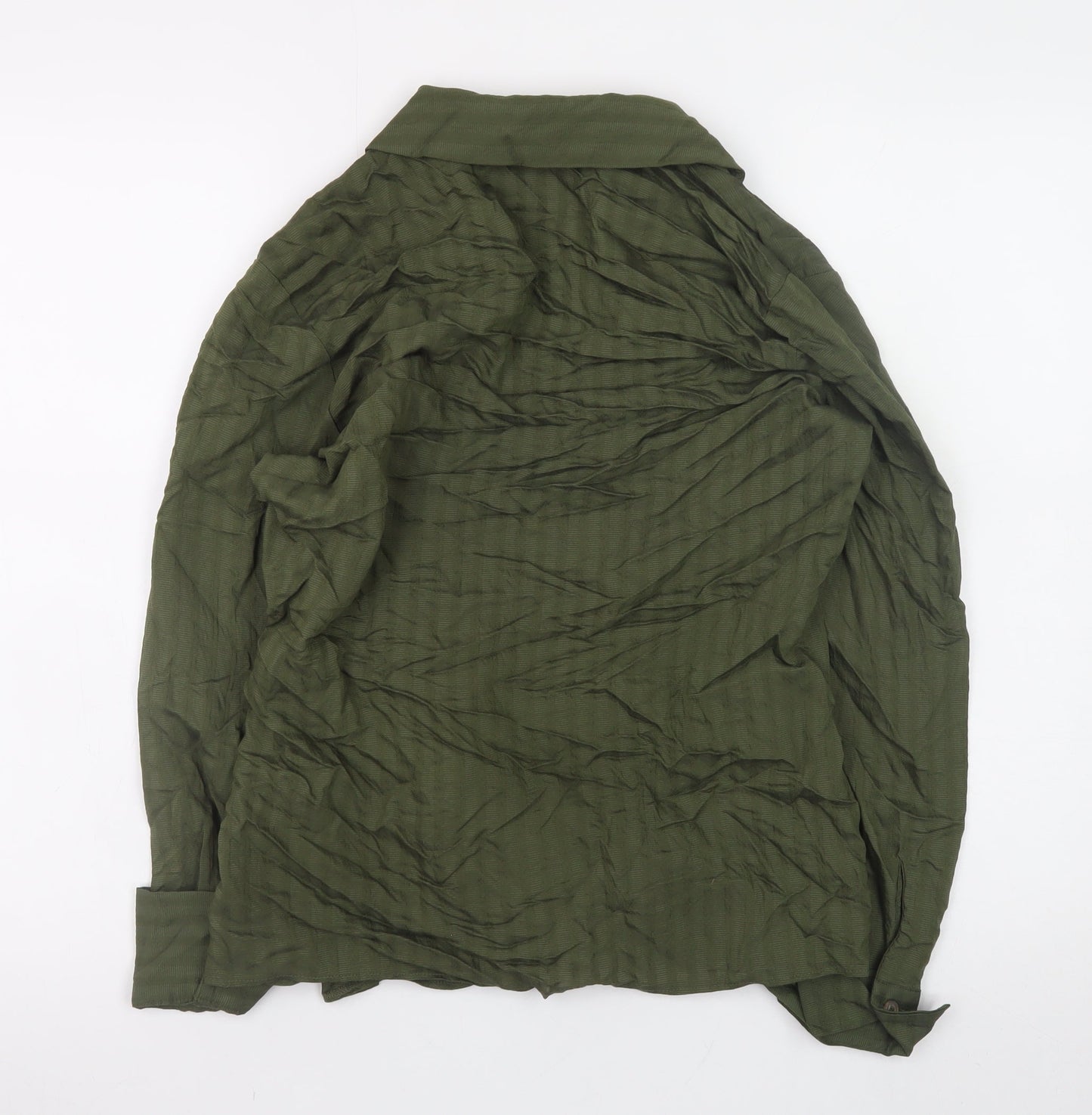 Tu Women Green Wrap Blouse Size 8 Viscose Long Sleeve Top