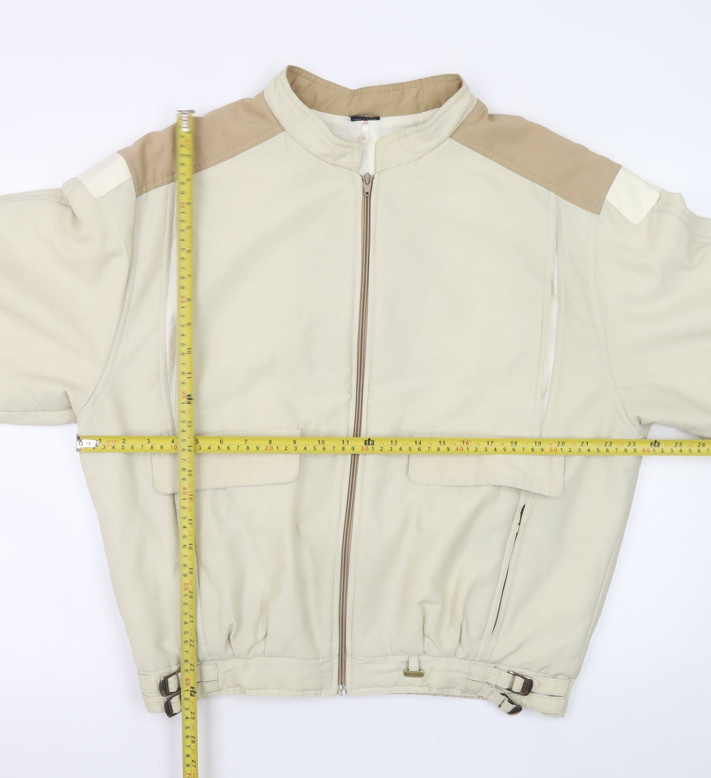 Galaxy Womens Beige XL Bomber Jacket Cotton Blend Zip Buckle Casual