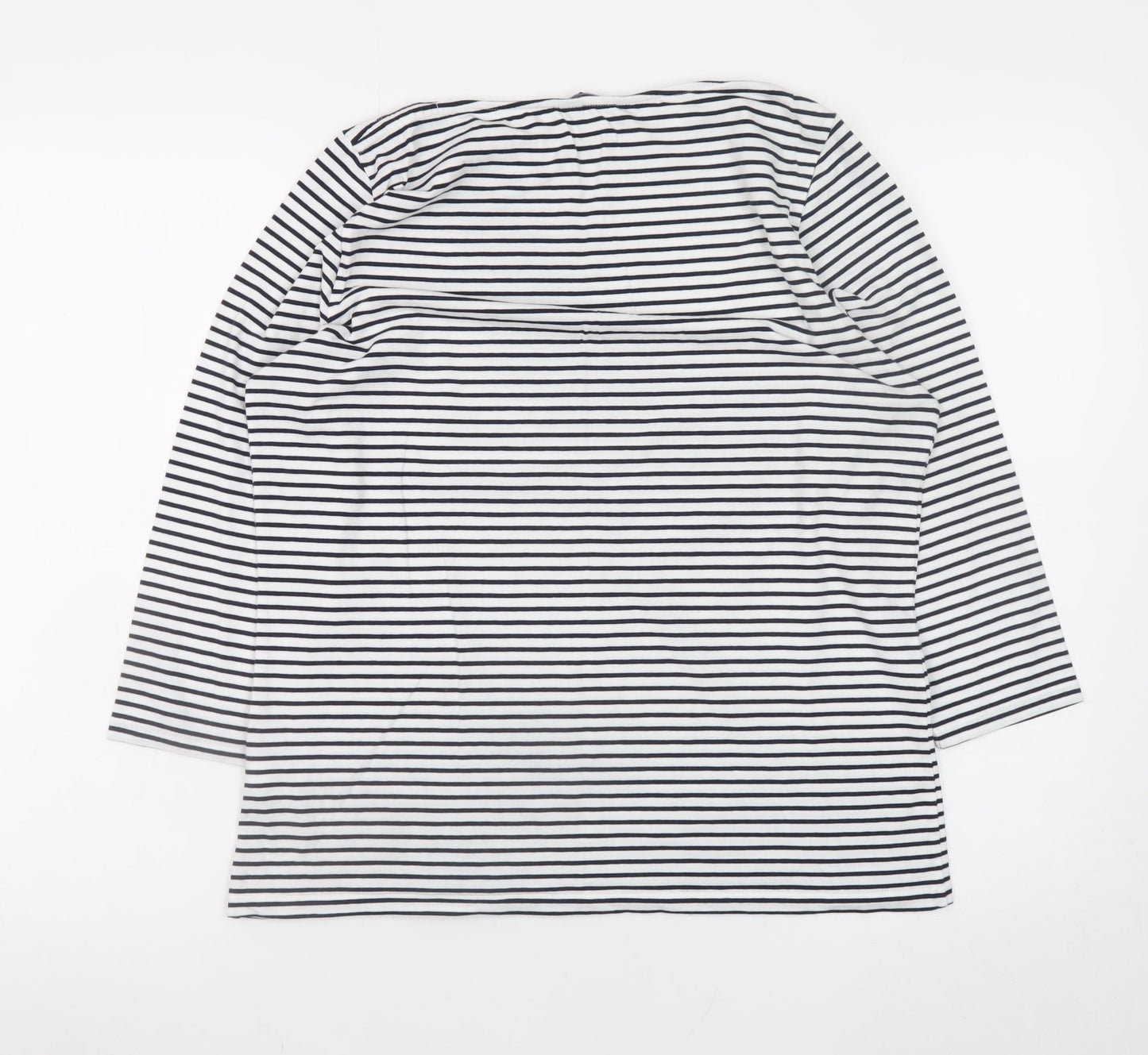 Marks and Spencer Women’s Navy Striped 3/4 Sleeve Cotton T-Shirt Size 16