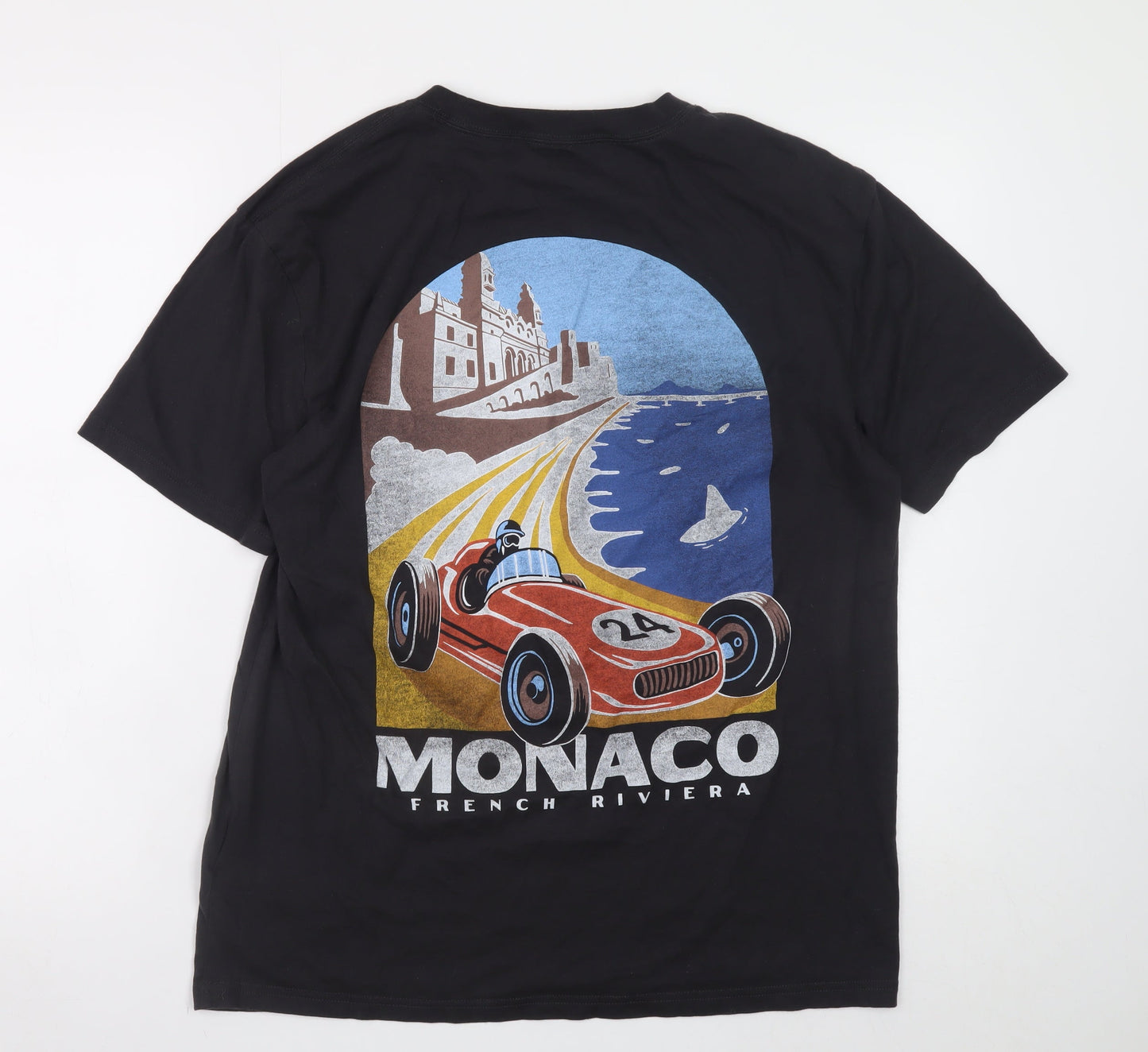 Hollister Men's Black Monaco Graphic Relaxed Fit T-Shirt Medium