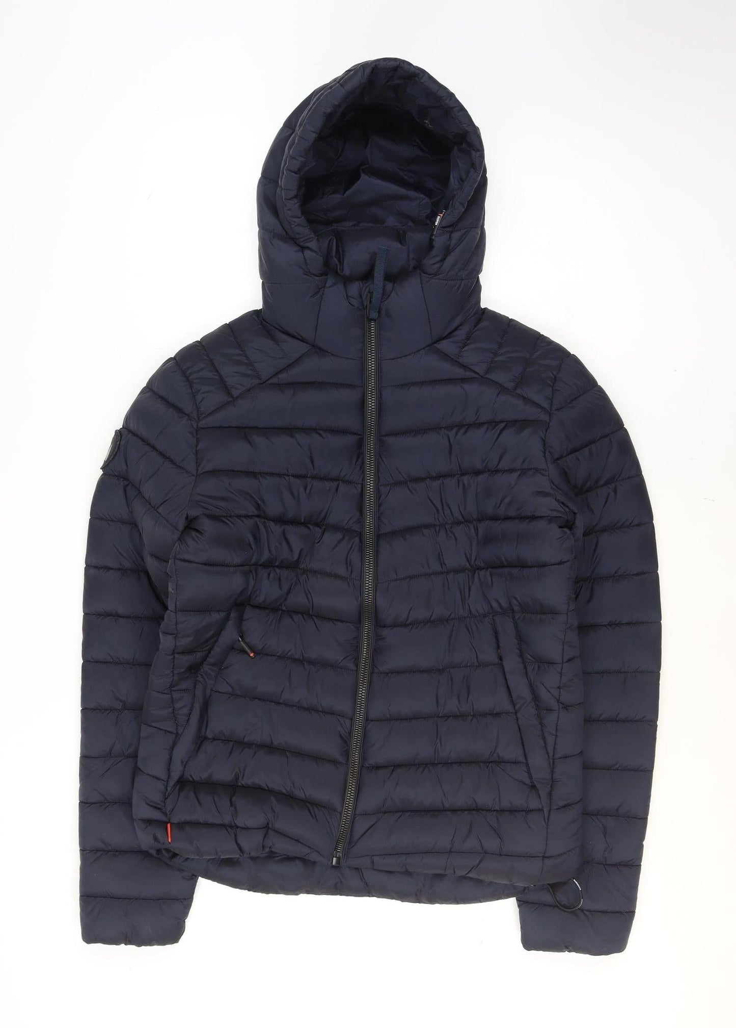Superdry Men's Blue Hooded Puffer Jacket Size M Winter Nylon