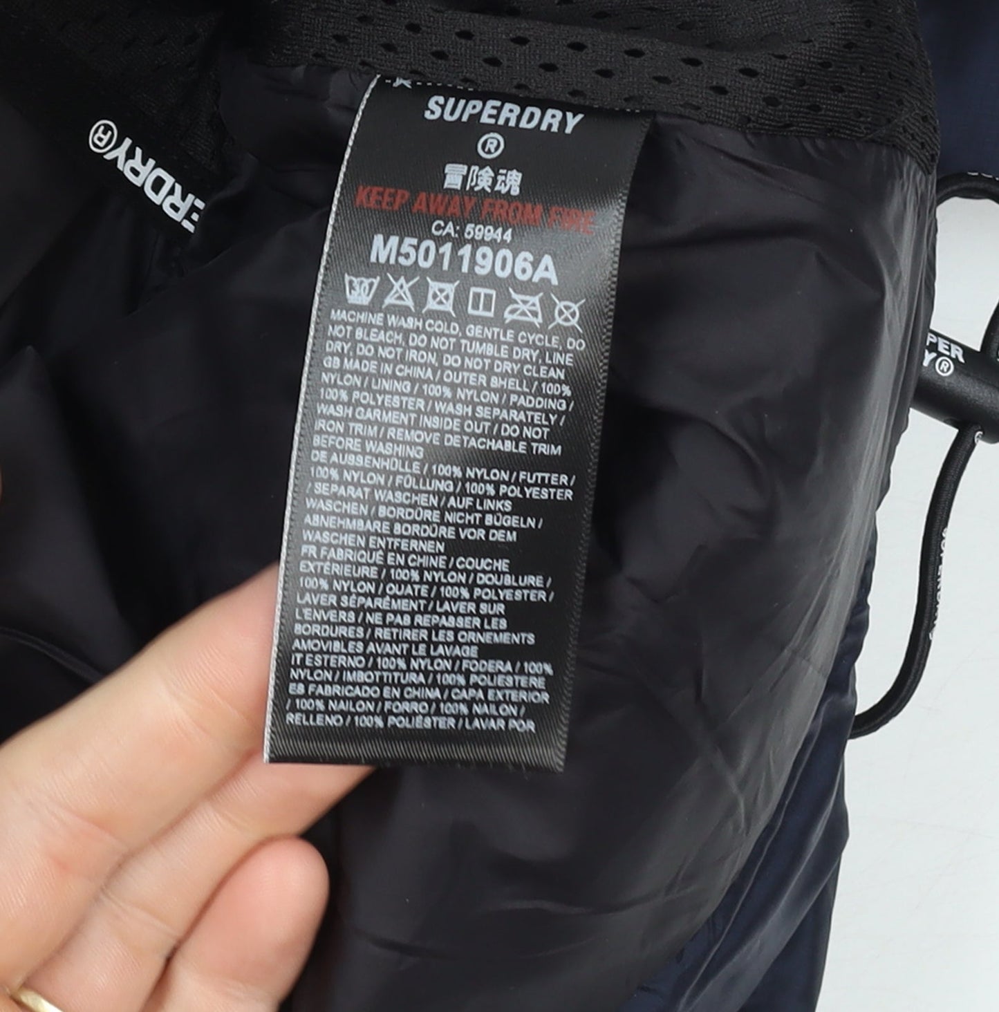 Superdry Men's Blue Hooded Puffer Jacket Size M Winter Nylon