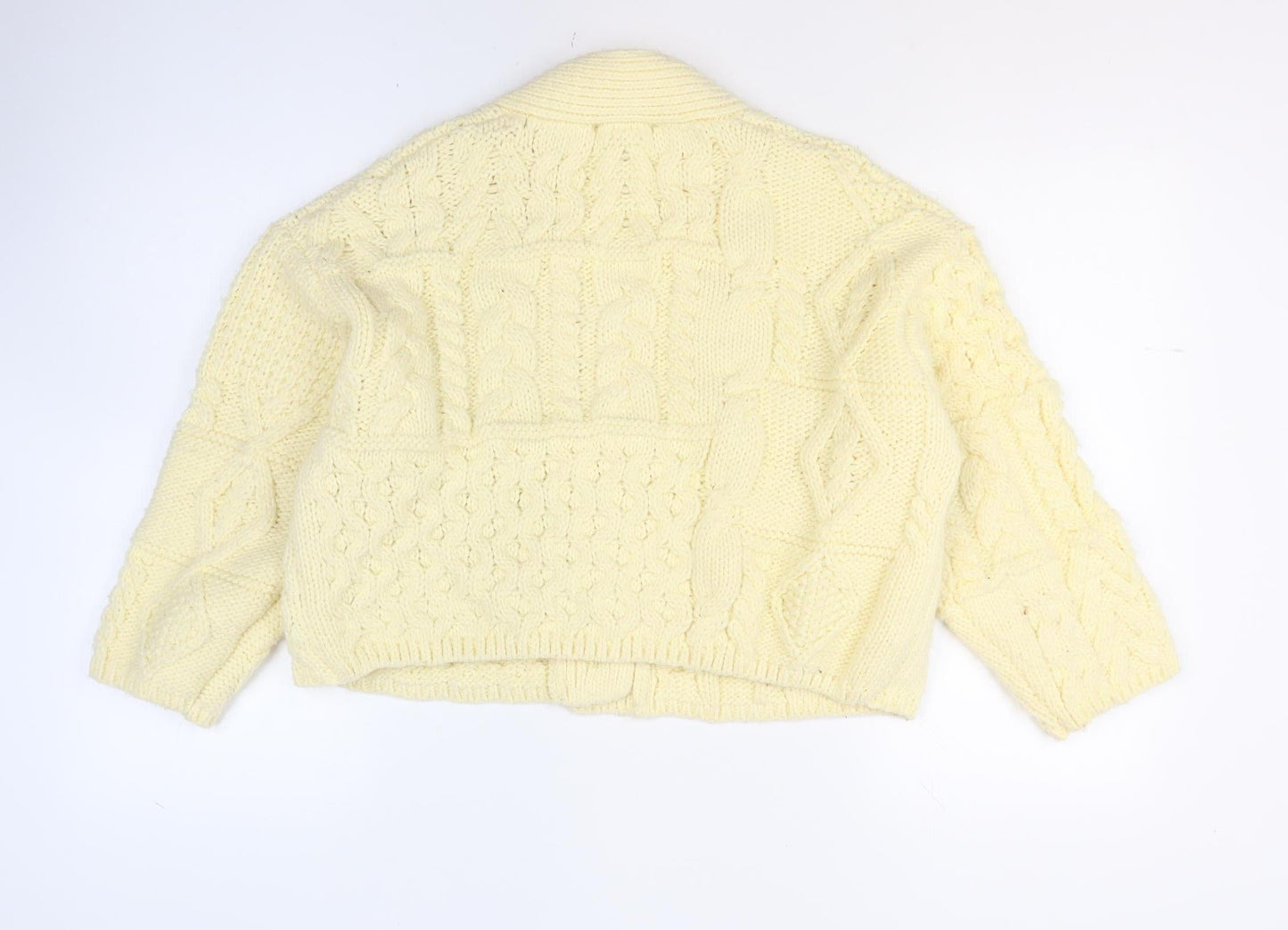 Zara Women Ivory Chunky Knit Cable Cardigan Size S