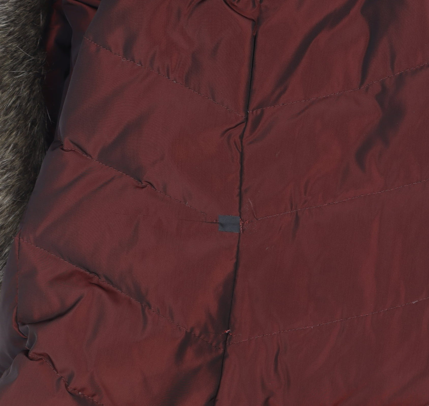 Monsoon Women's Red Quilted Puffer Coat Size S Hooded Winter Jacket