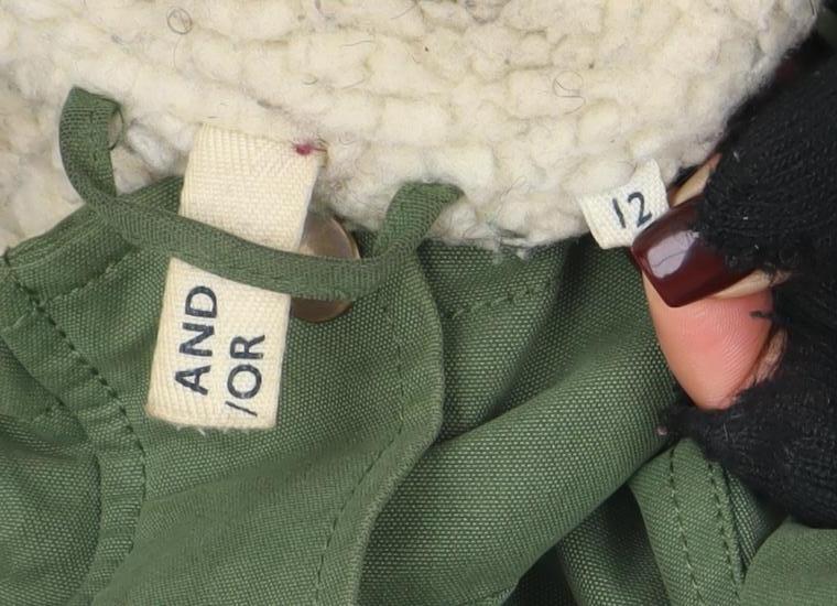 And/Or Women's Green Hooded Parka Coat Size 12 Cotton Blend