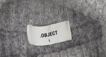 Brand and care label for Object Women Grey Roll Neck Sleeveless Rib Knit Vest L