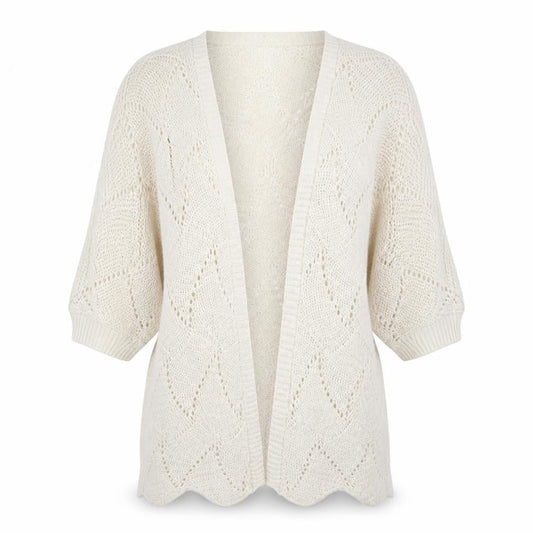 Warehouse Women Ivory Open-Knit Acrylic Cardigan UK 12