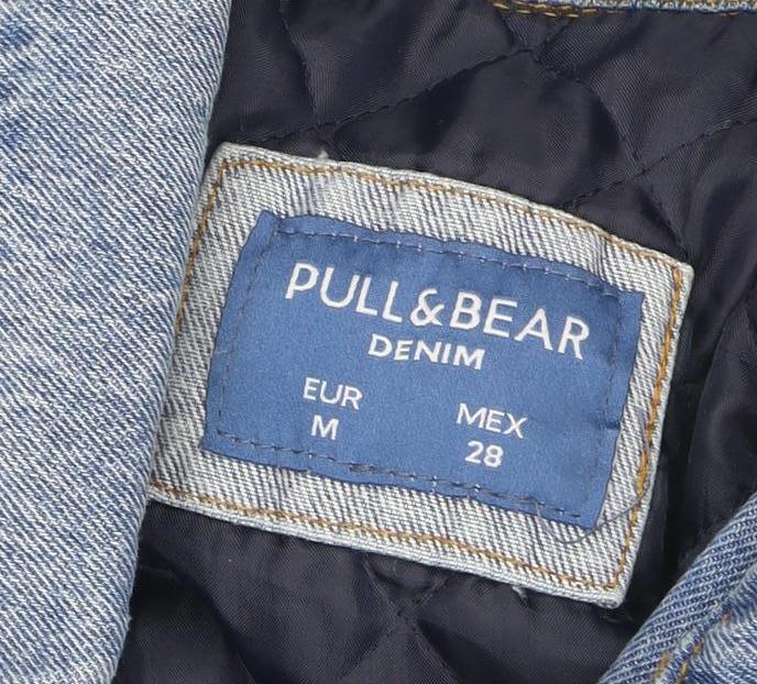 Pull & Bear Women Blue Denim Mid-Length Basic Jacket Size 12