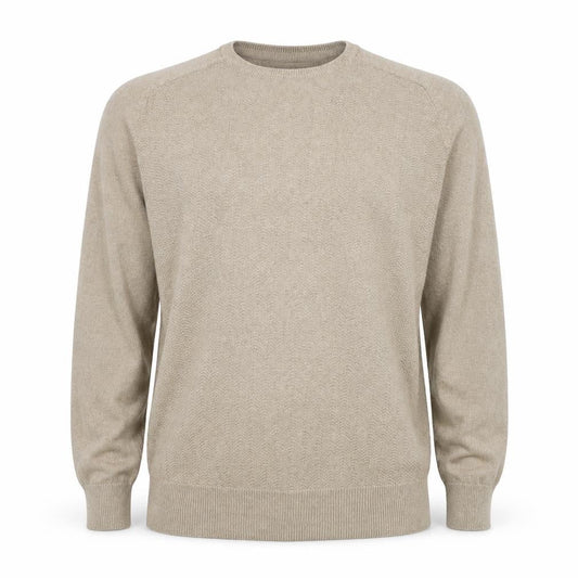 Springfield Men Beige Cotton Blend Crew Neck Pullover Jumper S