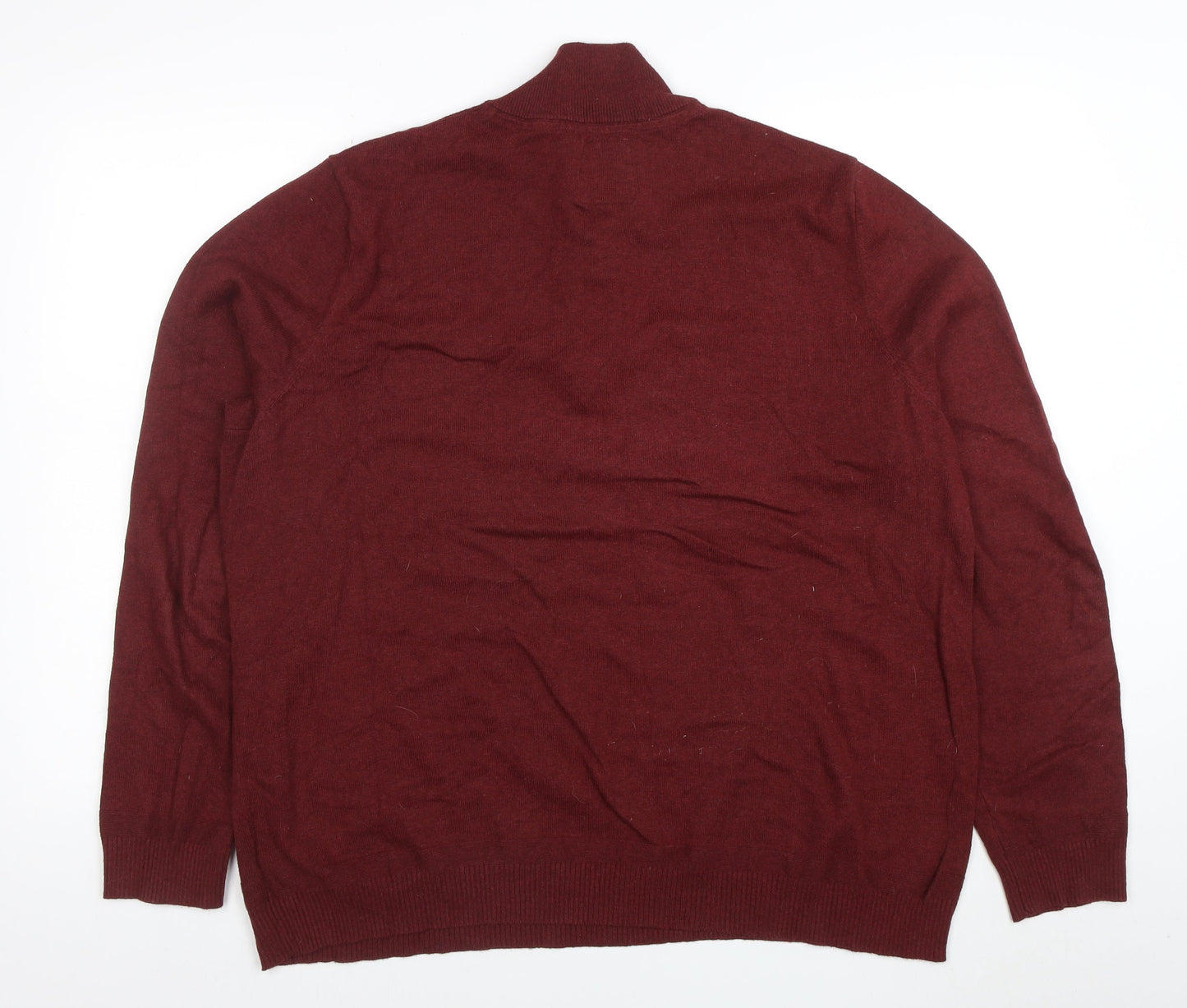 Fat Face Mens Red 2XL 1/2 Zip High Neck Cotton Wool Jumper