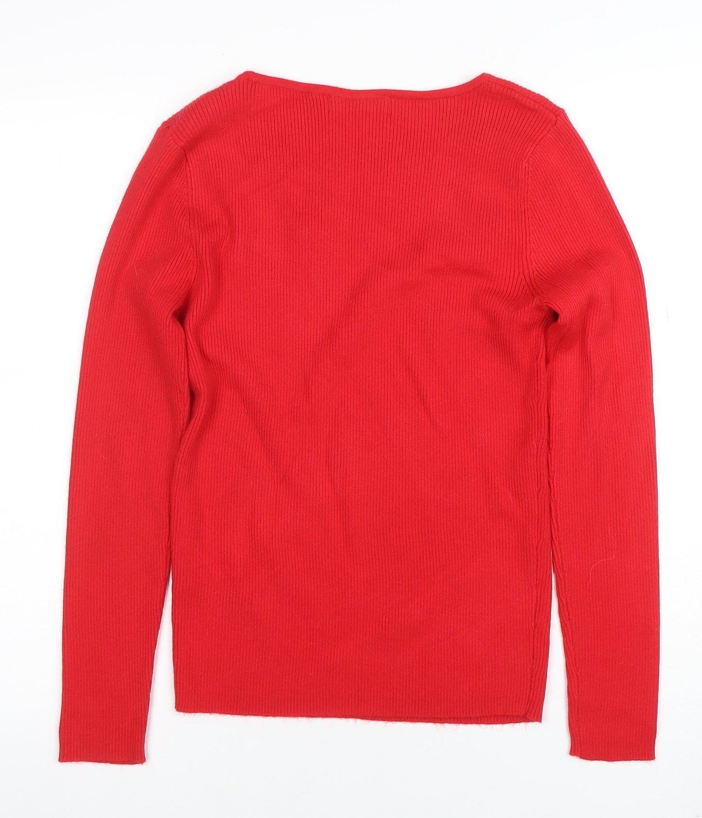 Nutmeg Women Red Jewel Detail Long Sleeve Knit Jumper Size 12