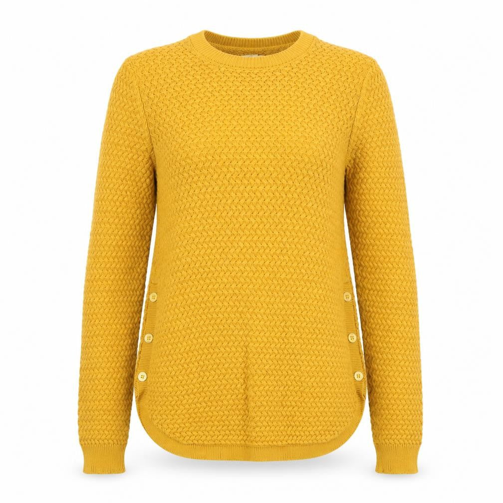 Artisan NY Women Mustard Yellow Knit Jumper Size M Button Detail