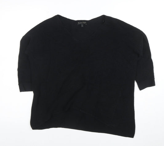 Phase Eight Women Black Size 8 Cotton Knit V-Neck Jumper
