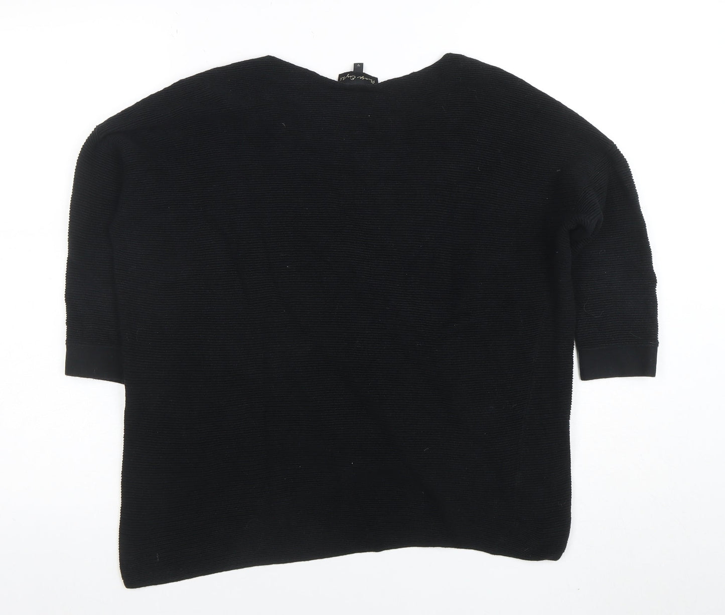 Phase Eight Women Black Size 8 Cotton Knit V-Neck Jumper