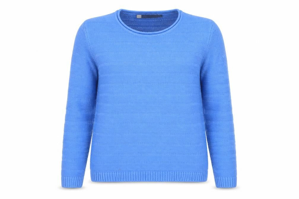 Isle Women's Blue Acrylic Crew Neck Jumper Size M 14-16