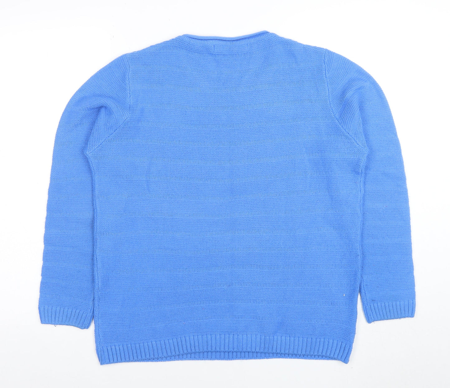 Isle Women's Blue Acrylic Crew Neck Jumper Size M 14-16