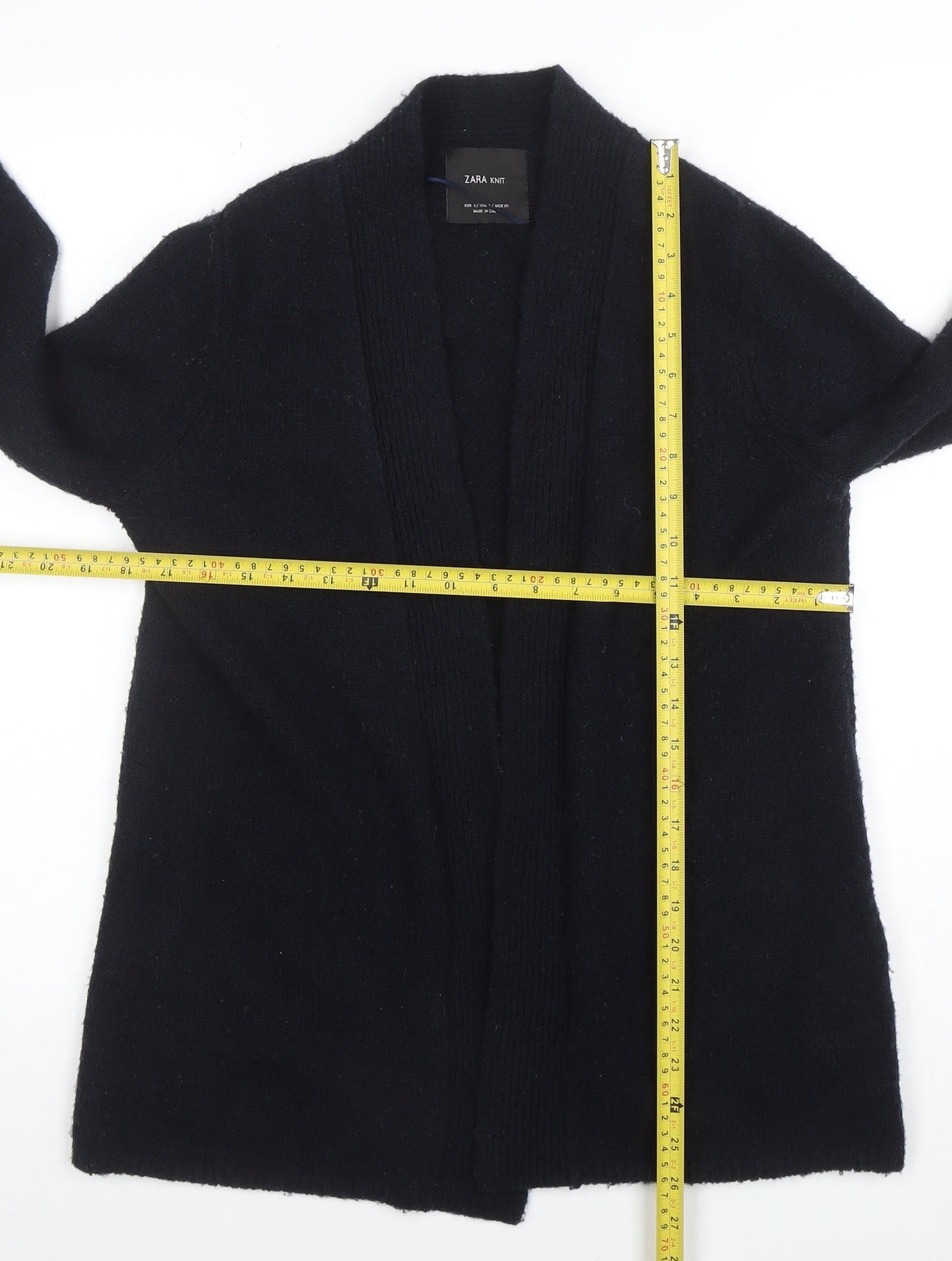 Zara Women Black Knit Open Front Cardigan Small
