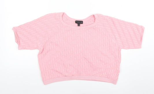Topshop Women's Pink Cropped Knit T-Shirt Size 12