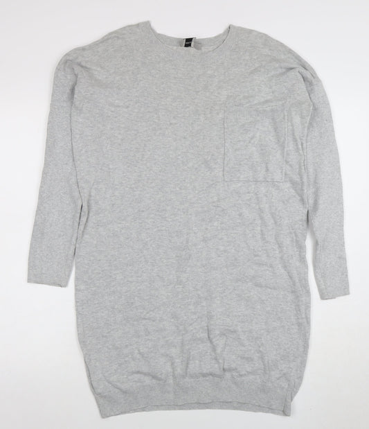 ASOS Women Grey Long Sleeve Knit Sweater Dress Size 12