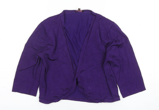 Phase Eight Women Purple Size 12 V-Neck 3/4 Sleeve Cardigan