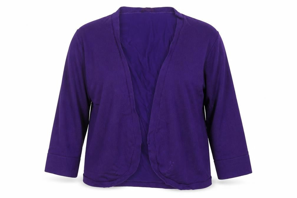 Phase Eight Women Purple Size 12 V-Neck 3/4 Sleeve Cardigan