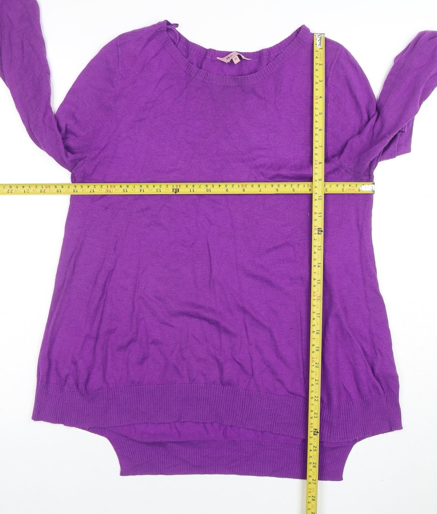 F&F Women's Purple Knit Long Sleeve Crew Neck Jumper Size 12
