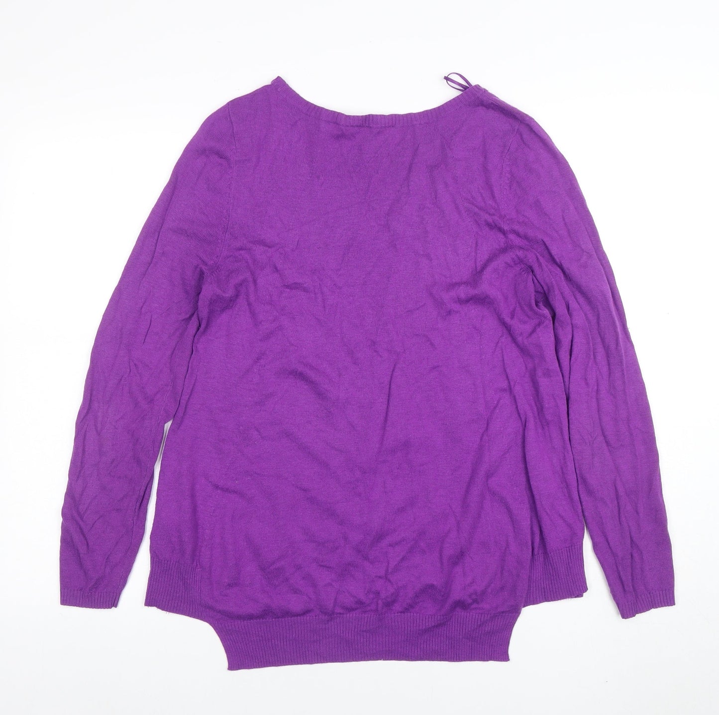 F&F Women's Purple Knit Long Sleeve Crew Neck Jumper Size 12