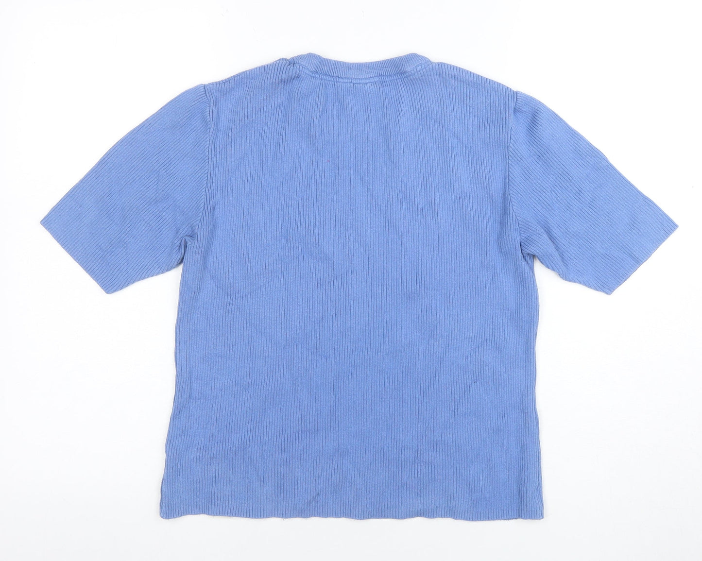 U YAK Women Blue Cotton Blend Short Sleeve Crew Neck T-Shirt M