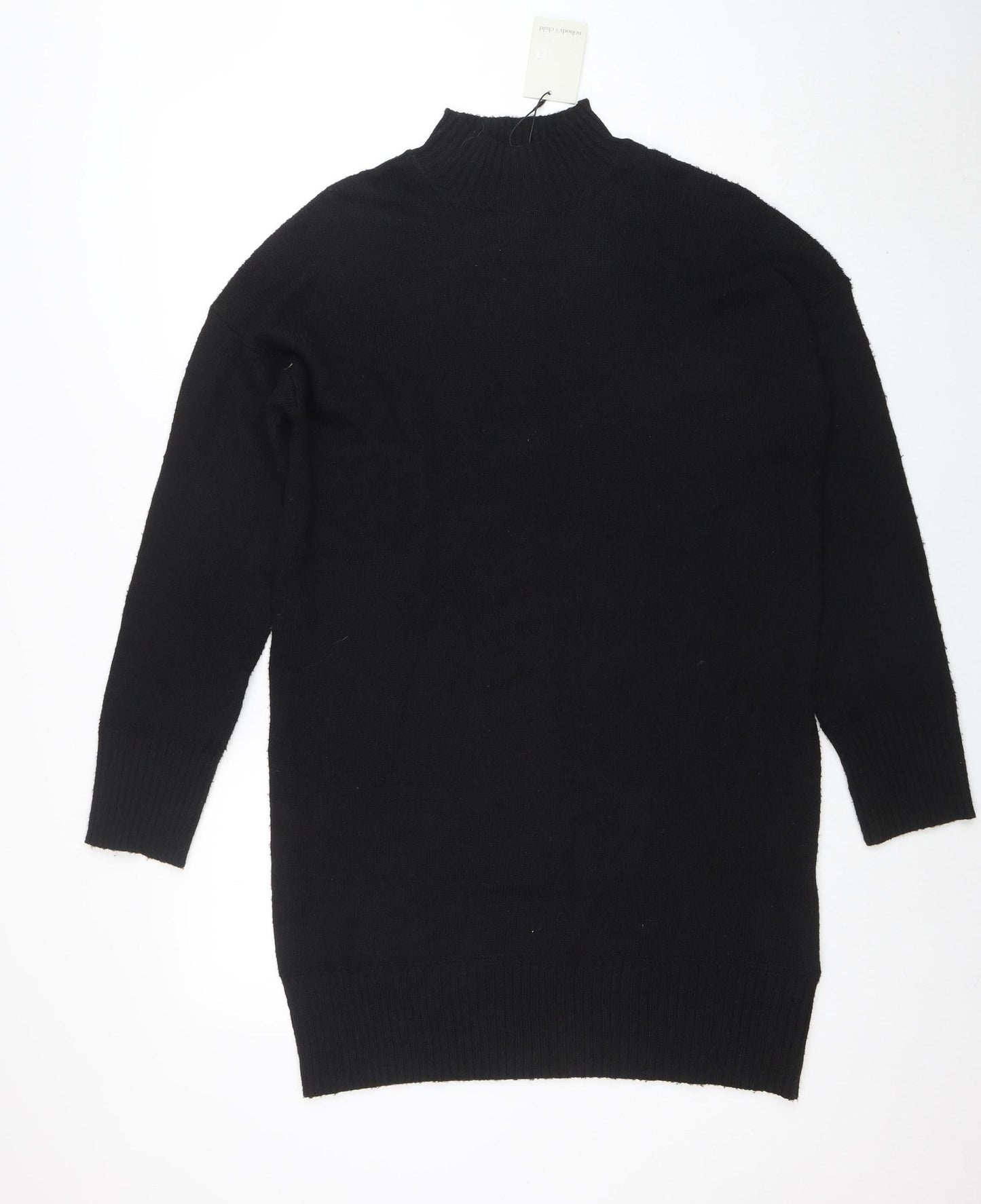 Nobody's Child Women's Black S High Neck Long Sleeve Knit Jumper Dress