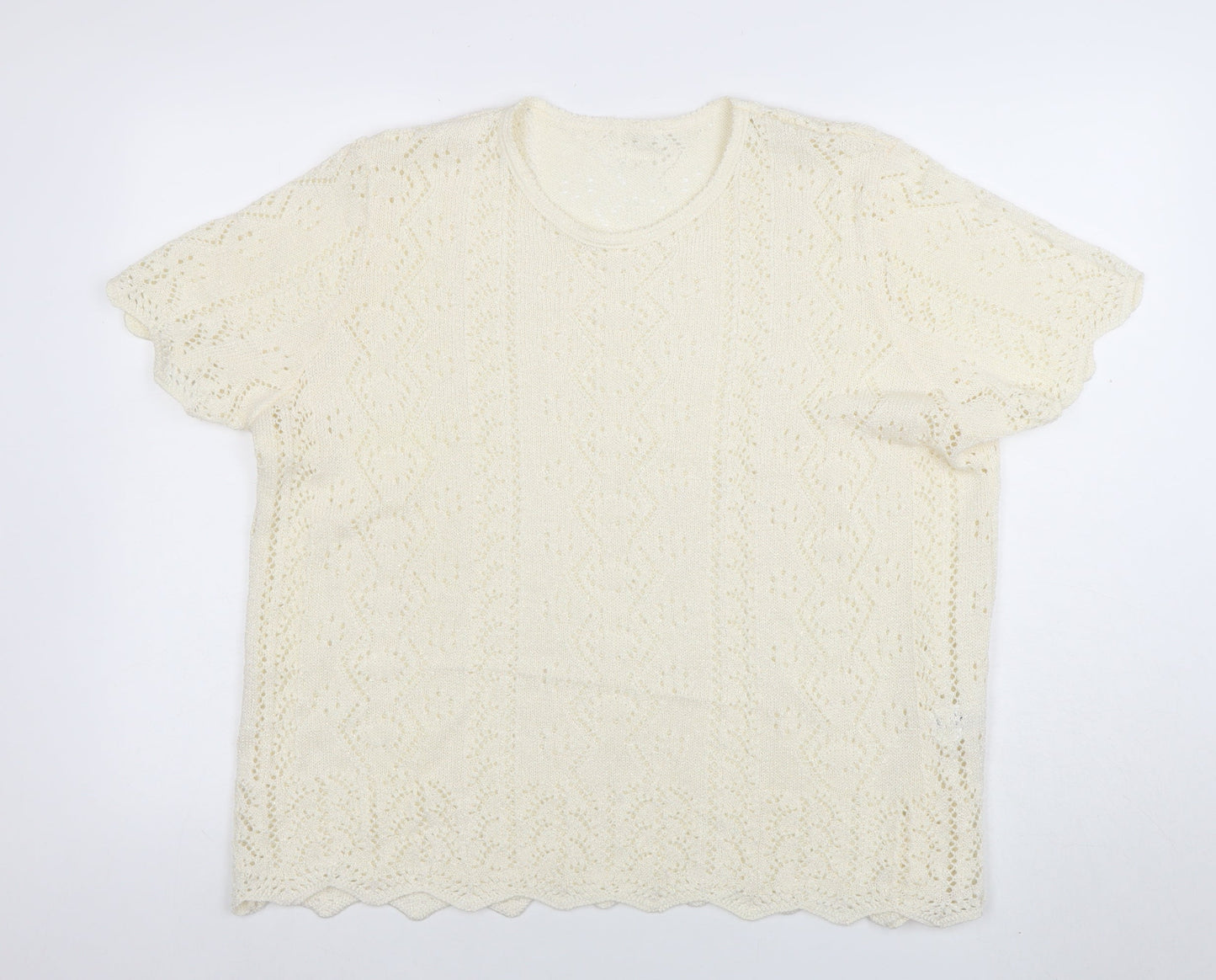Berkertex Women Cream Knit Short Sleeve Jumper Size 22-24