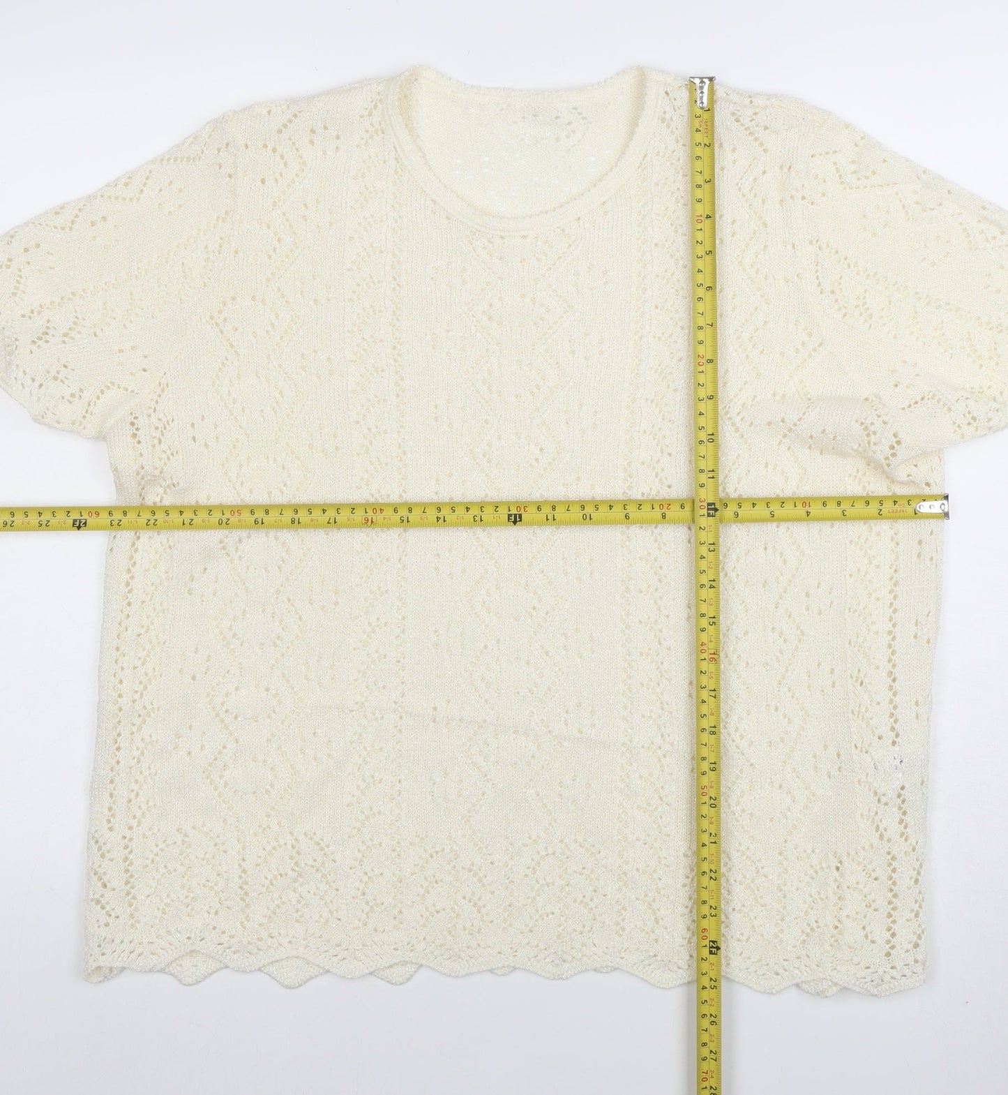 Berkertex Women Cream Knit Short Sleeve Jumper Size 22-24