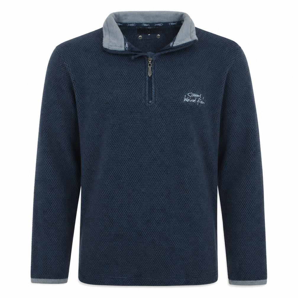Weird Fish Men's Blue Cotton Blend 1/4 Zip Pullover Sweatshirt Size S