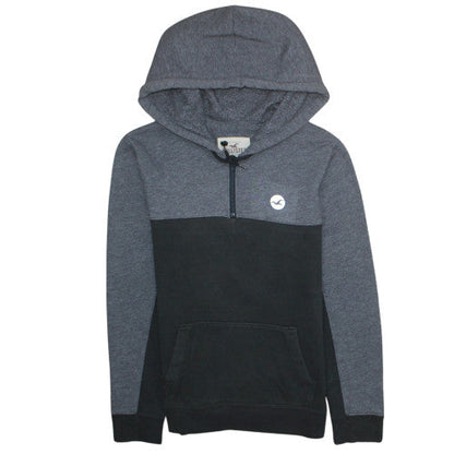 Hollister Men's Grey & Black 1/4 Zip Hoodie Small Pullover Sweatshirt