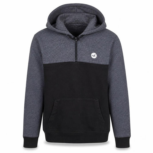 Hollister Men's Grey & Black 1/4 Zip Hoodie Small Pullover Sweatshirt