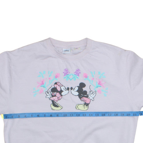 Disney Womens Pink Mickey & Minnie Cotton Sweatshirt Size 10 M