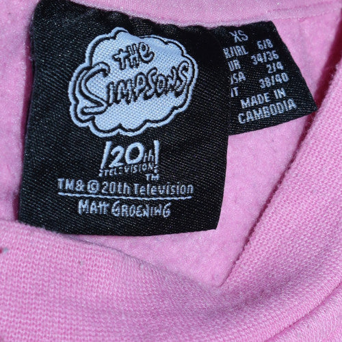 Primark Women Pink Lisa Simpson Sweatshirt XS Crew Neck Cotton
