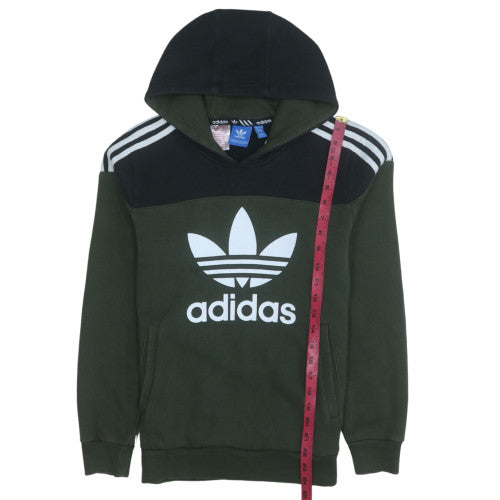 adidas Boys Green Pullover Fleece Hoodie 13-14 Years Logo Hooded Sweatshirt