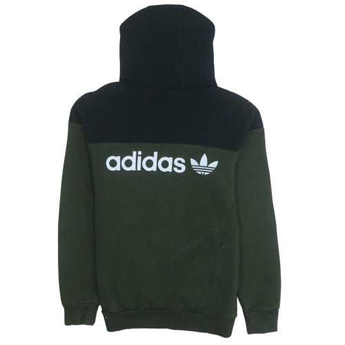 adidas Boys Green Pullover Fleece Hoodie 13-14 Years Logo Hooded Sweatshirt