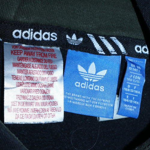 adidas Boys Green Pullover Fleece Hoodie 13-14 Years Logo Hooded Sweatshirt