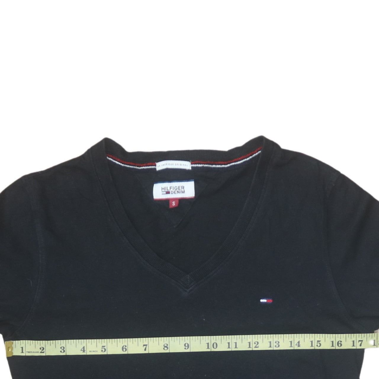 Tommy Hilfiger Denim Men's Black V-Neck Cotton T-Shirt Size S