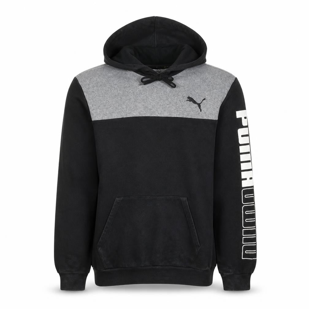 Puma Mens Black Pullover Hoodie L Logo Graphic Fleece Sweatshirt