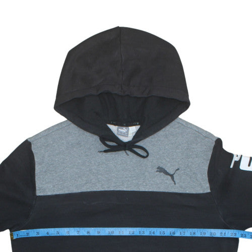 Puma Mens Black Pullover Hoodie L Logo Graphic Fleece Sweatshirt