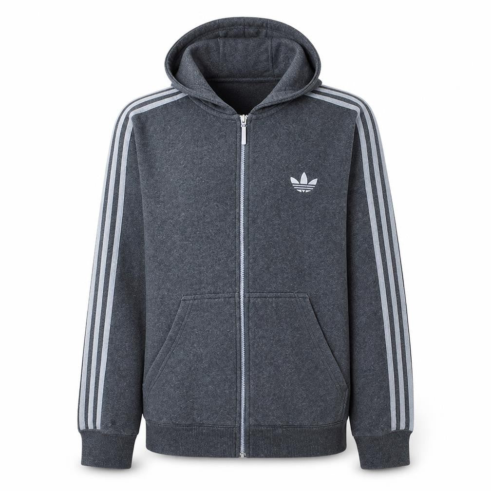 Adidas Mens Grey Full Zip Hoodie Size M Sports Casual