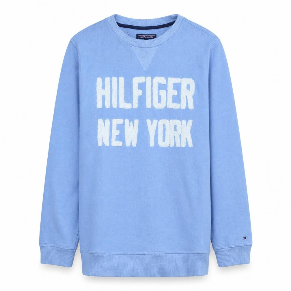 Tommy Hilfiger Boys Blue Pullover Sweatshirt Size 164 Crew Neck Logo Style