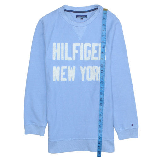 Tommy Hilfiger Boys Blue Pullover Sweatshirt Size 164 Crew Neck Logo Style