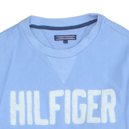 Tommy Hilfiger Boys Blue Pullover Sweatshirt Size 164 Crew Neck Logo Style