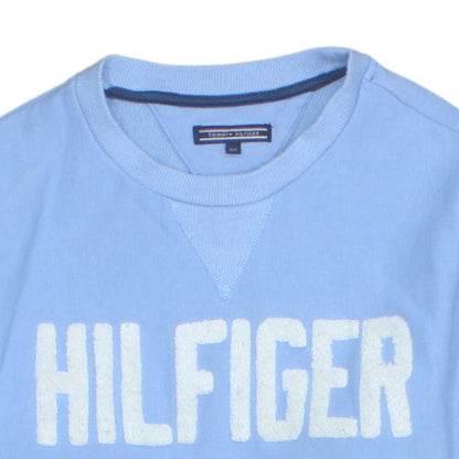 Additional view of Tommy Hilfiger boys’ blue pullover sweatshirt, size 164, crew neck logo style